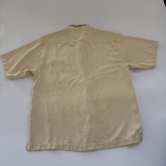 Vintage Tommy Bahama 100% Silk Shirt Men's Medium Yellow Geometric Texture - Picture 6 of 9